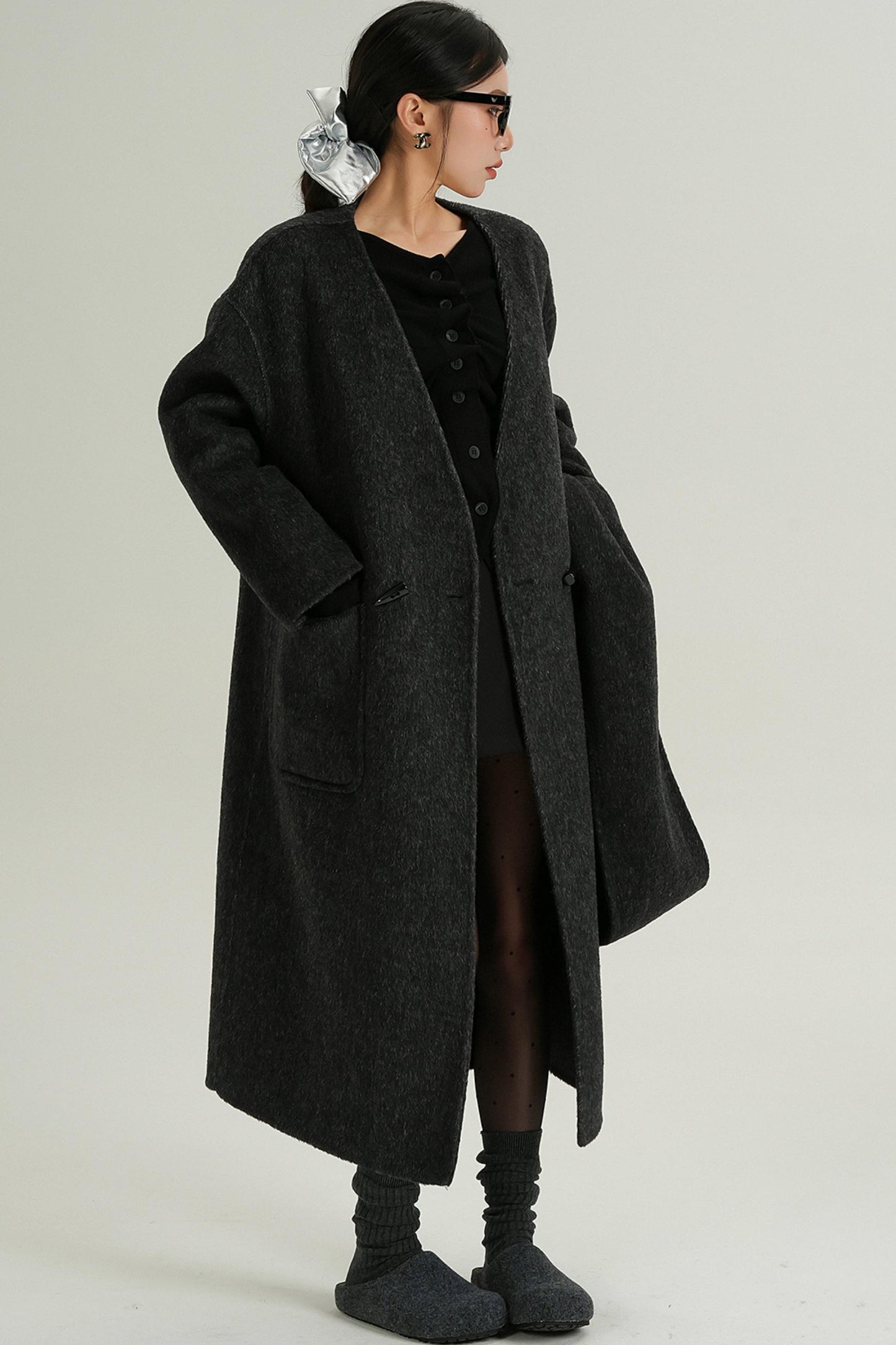 Reversible Tweed Horn Button Coat