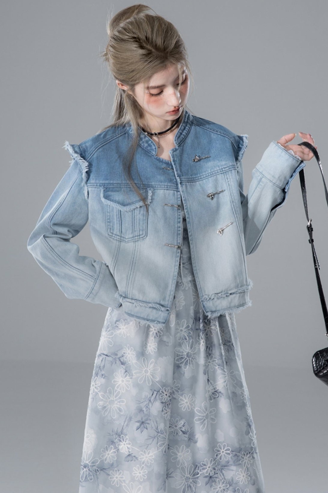 Dip-Dye Gradient Denim Jacket