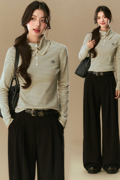 Pile Collar Striped Base Shirt