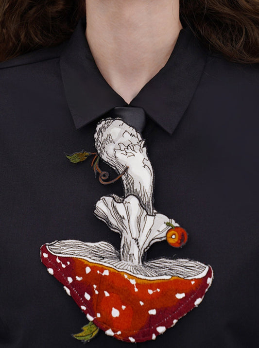Embroidery Grotesque Retro Mushroom Neckties