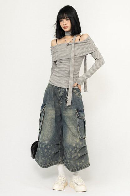 Loose Cropped American Denim Pants