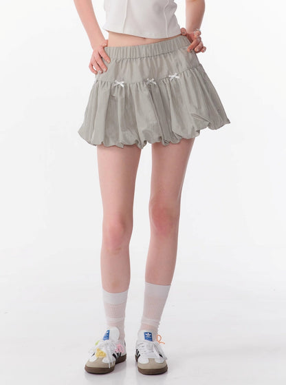 Gray Elastic Waist Skirt