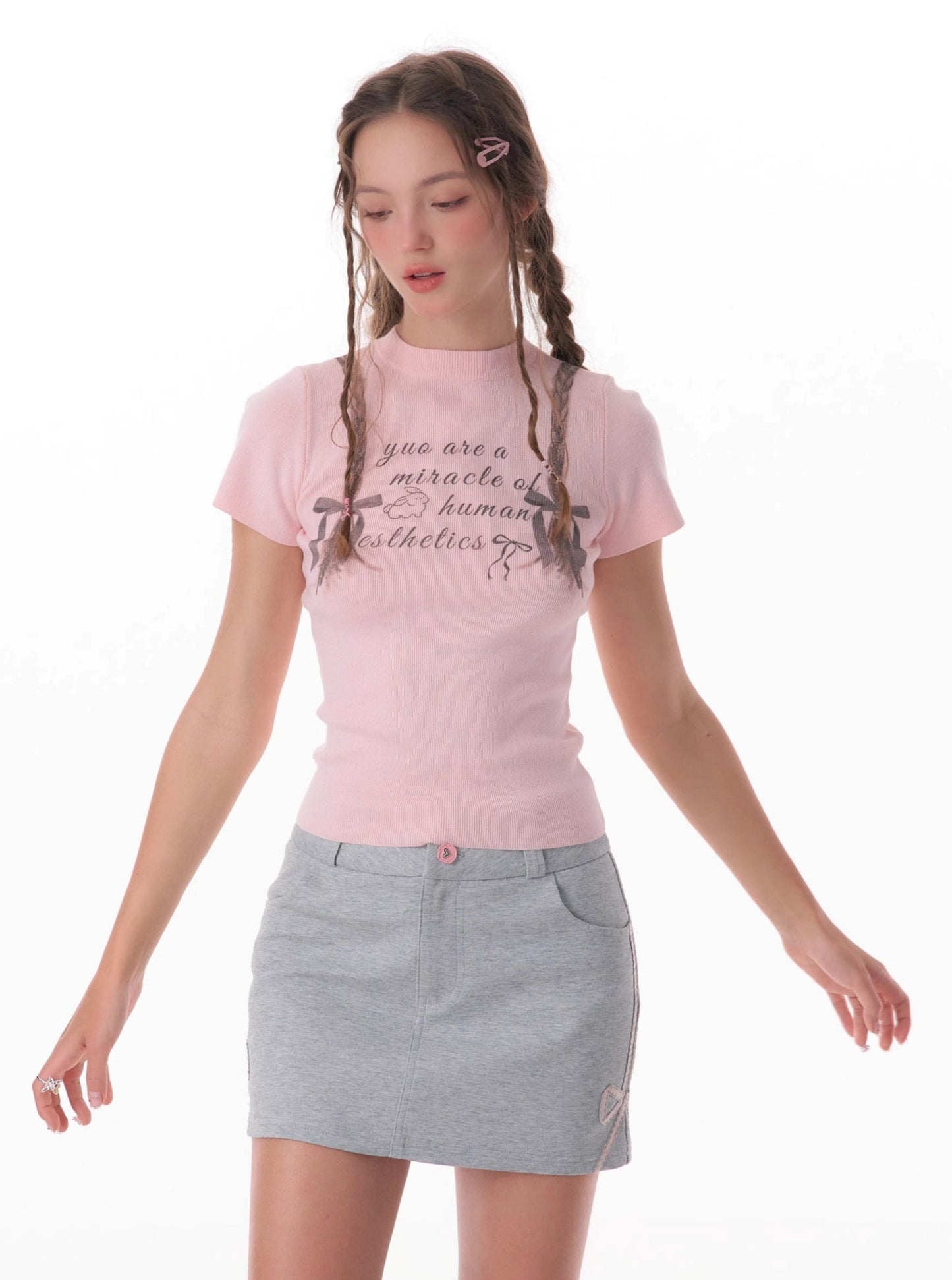 Retro Braid Print Slim T-Shirt