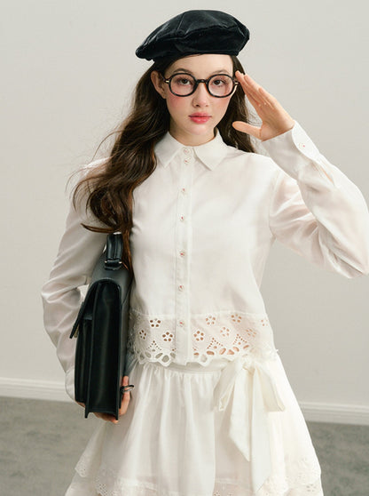 MIU Lace Skirt Shirt Set-Up