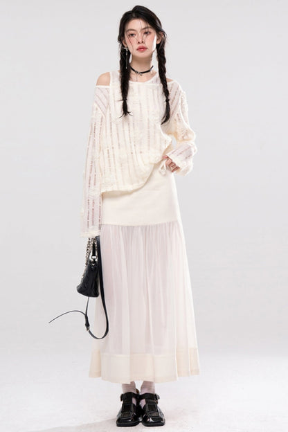 Sheer Patchwork Half Skirt