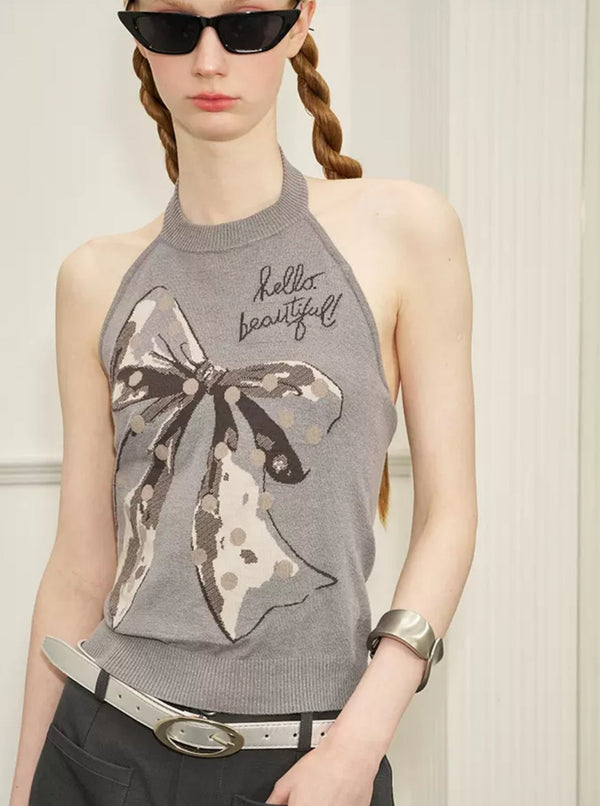 Polka Dot Halterneck Vest Top