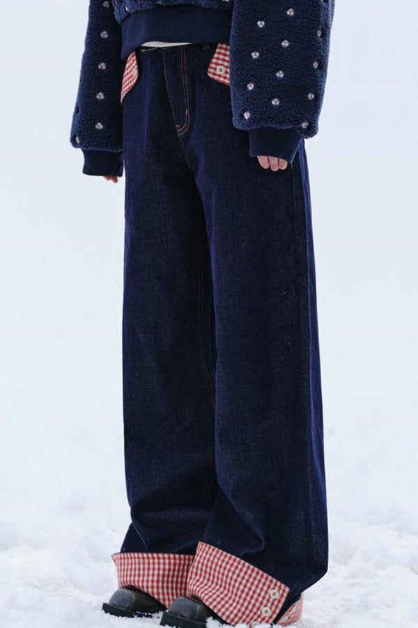 패셔너블한 패치워크 다용도 청바지 