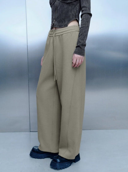 Elasticated Waist Wide-leg Carrot Pants