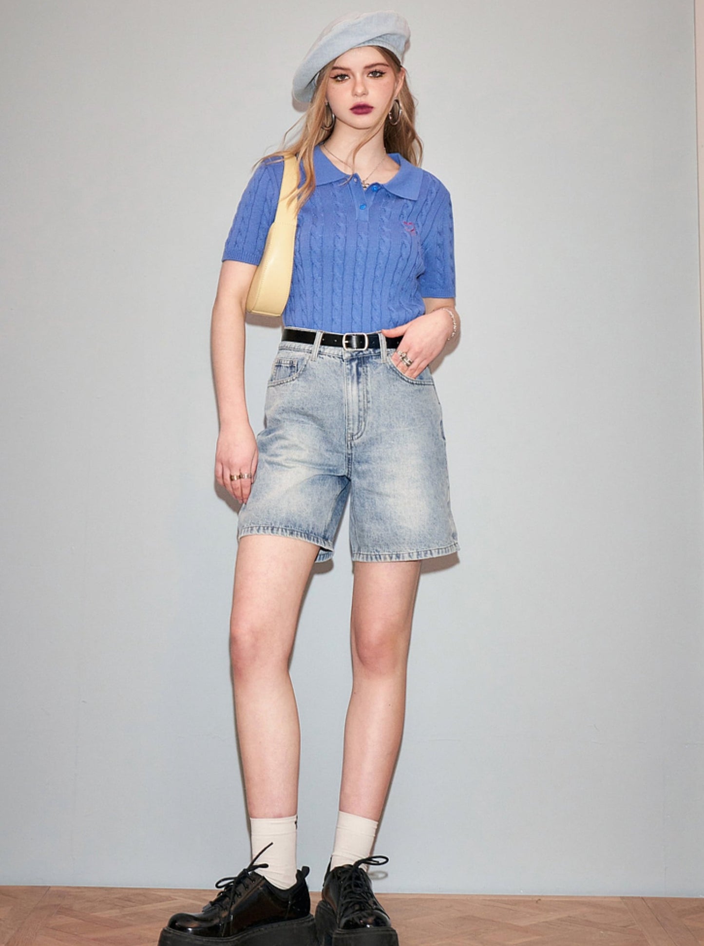 Passform Leichte Waschung Jean Shorts Hosen