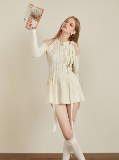 French vintage slim-fitting long-sleeved dress