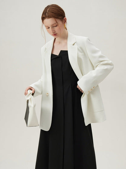 Korean Version White Blazer Coat