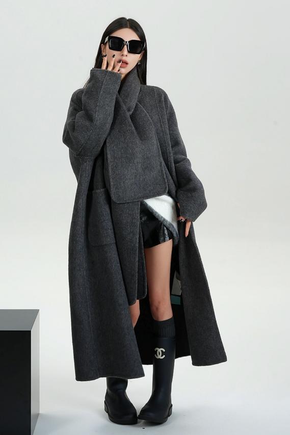 High-Quality Wool Tweed Cape Coat