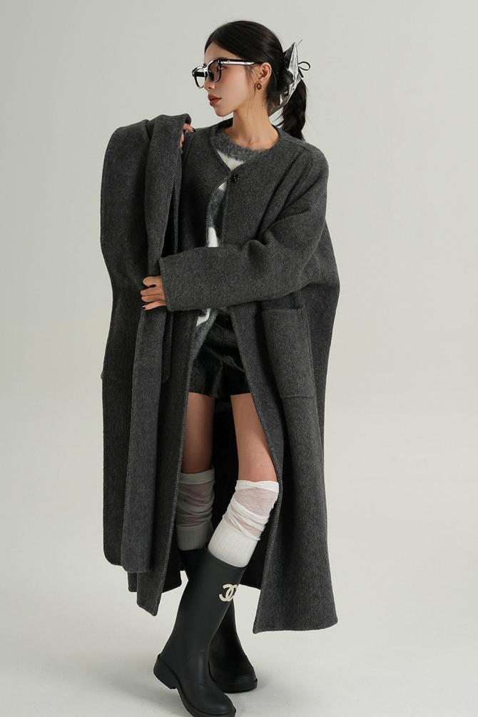 High-Quality Wool Tweed Cape Coat