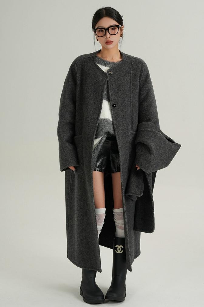 High-Quality Wool Tweed Cape Coat