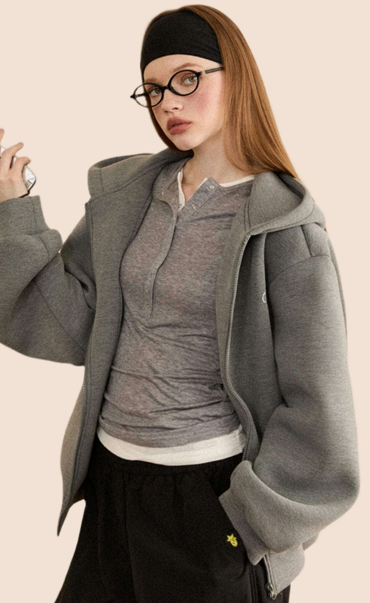 Loose Fit Hooded Cardigan Jacket