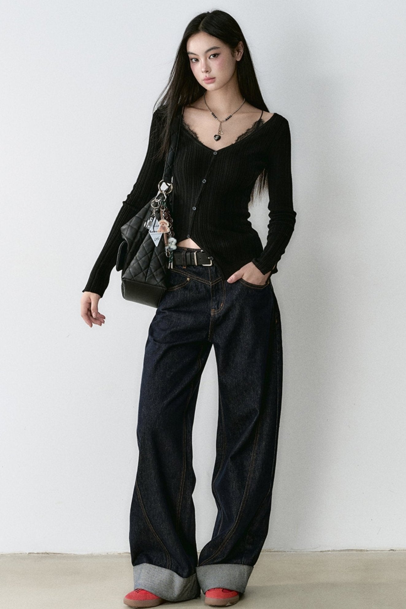 Loose Cuffed Jeans Set-Up