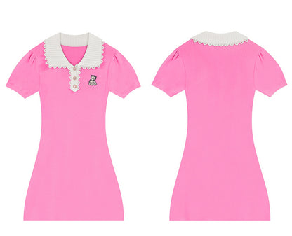 Sportkleid mit Polokragen und Cinch-Taille