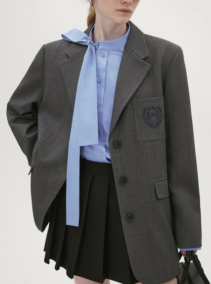 College Gray Casual Suit Coat