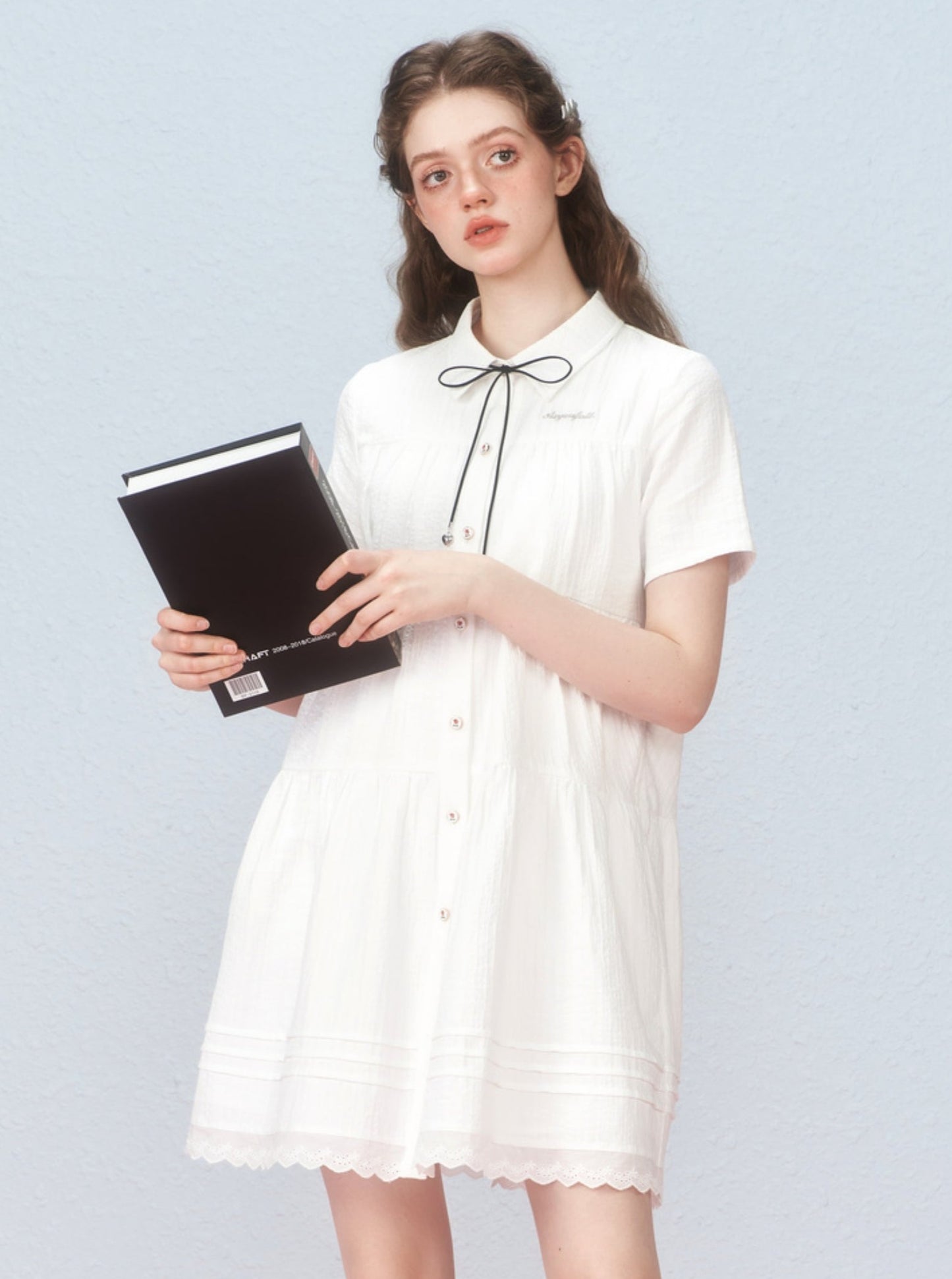 Französisch Retro Nischendesign Sinn weißes Kleid