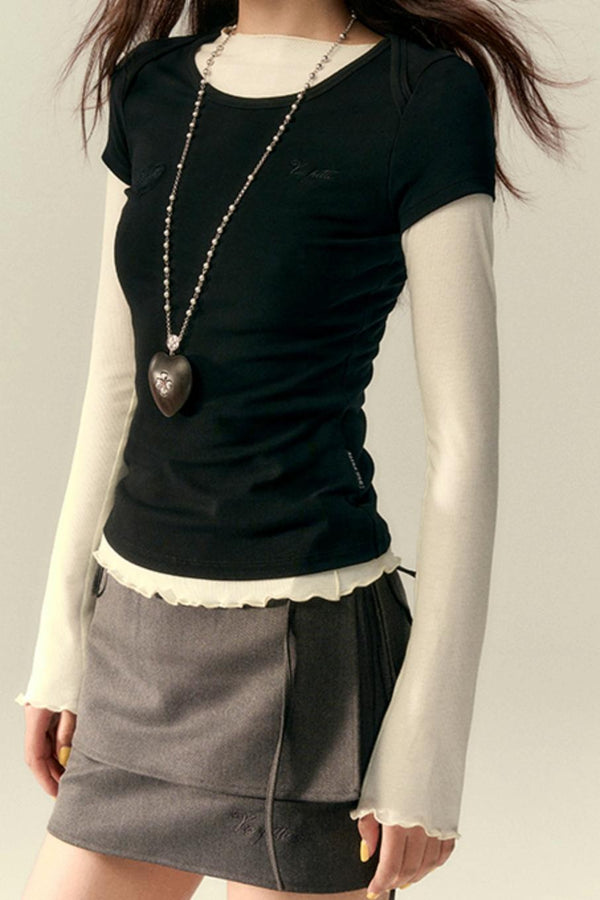 Classic Two-Piece Denim Straight Skirt