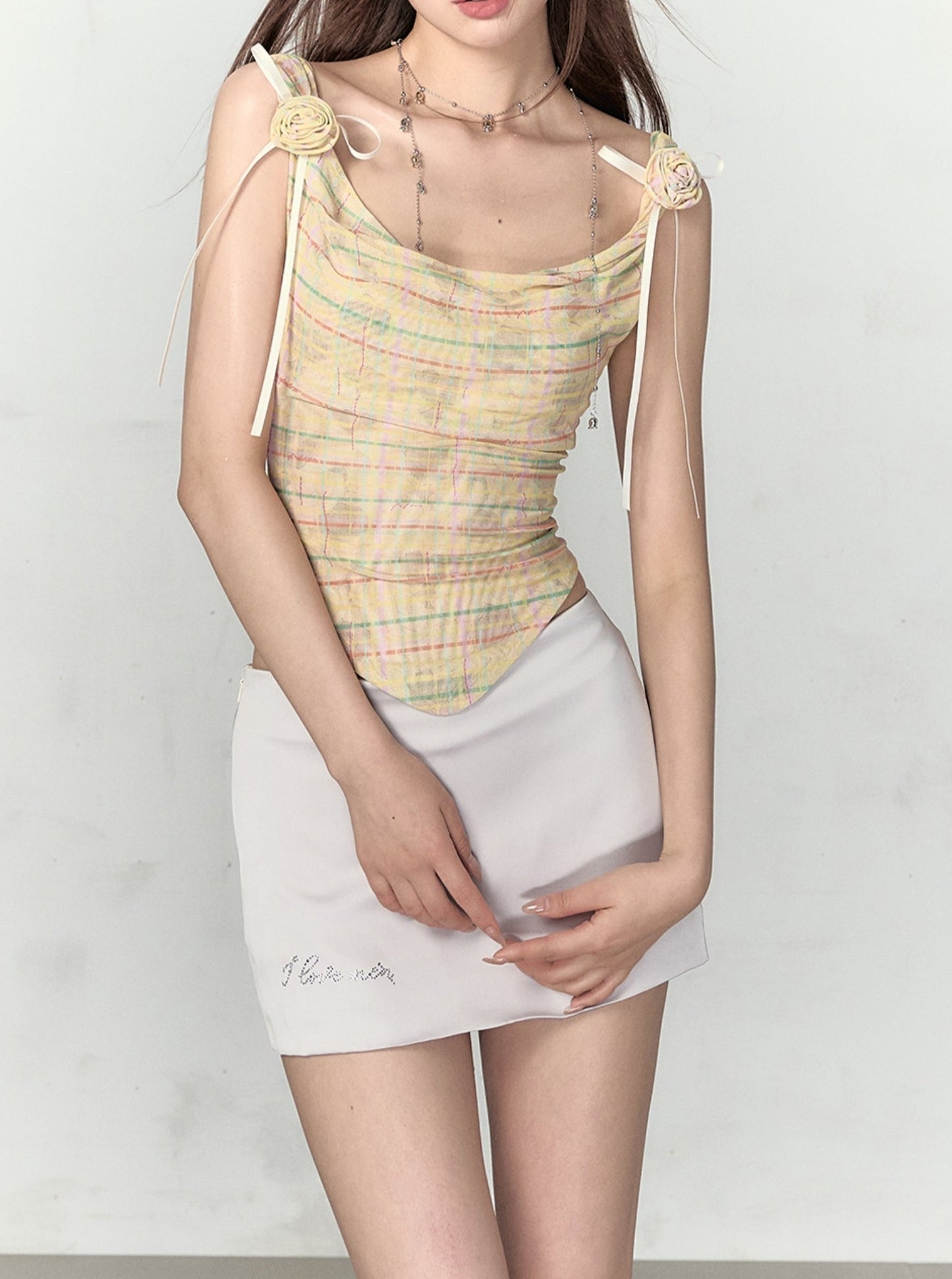 Suspender Shoulder Mesh T-Shirt