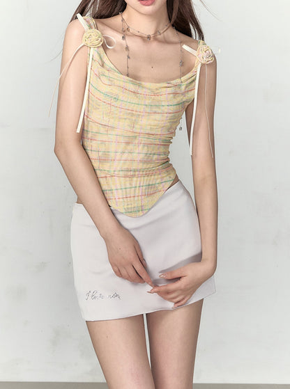 Suspender Shoulder Mesh T-Shirt