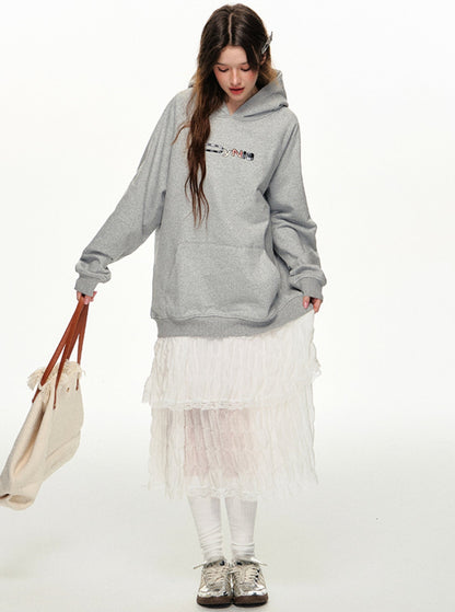 Loose Street Embroidered Hoodie Top