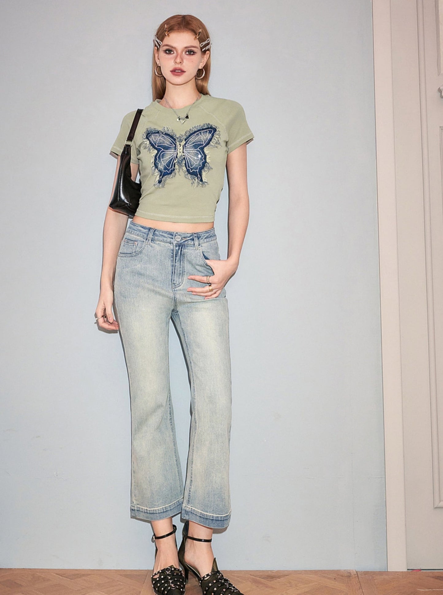 Vintage High-Rise Cropped Jeans-Hose