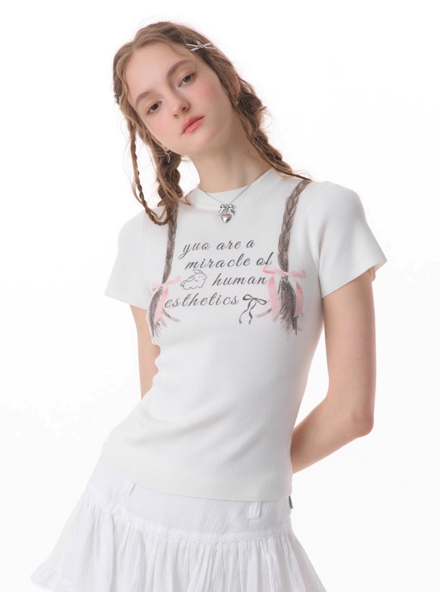 Retro Braid Print Slim T-Shirt