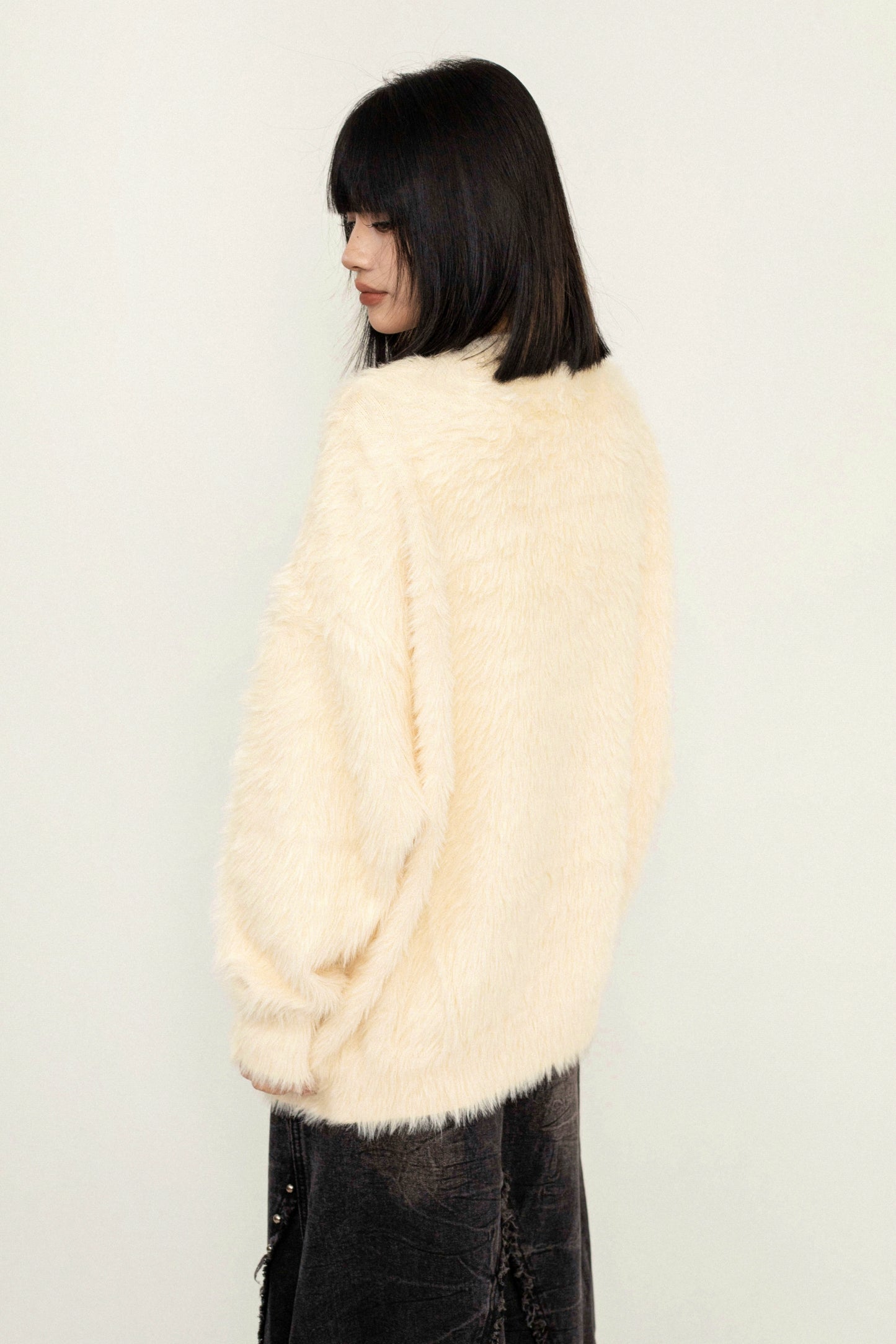 OCTTFLAB Fall/Winter American vintage letter mohair sweater is worn inside and out, casual and loose knitting