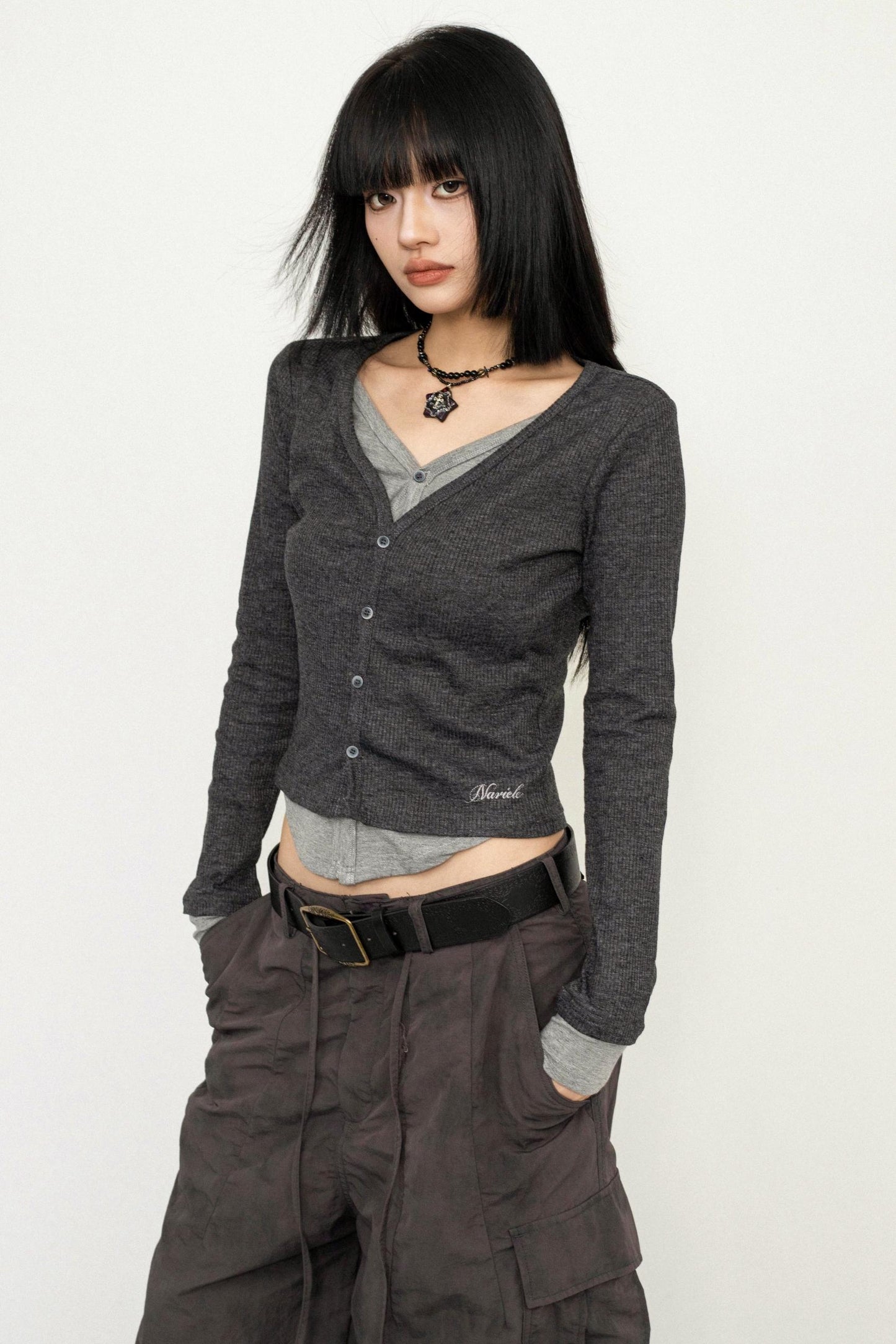 Mock Layer Slim Crop Top