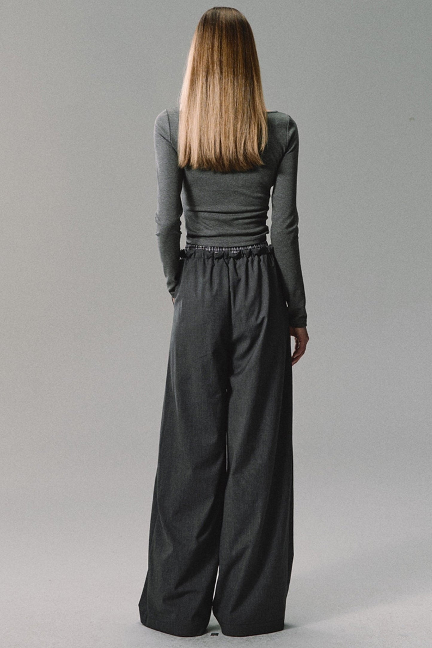 Premium Gray Wide-Leg Casual Pants