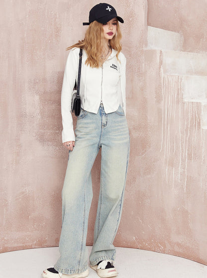 Vintage High-Waist Straight Jeans Pants