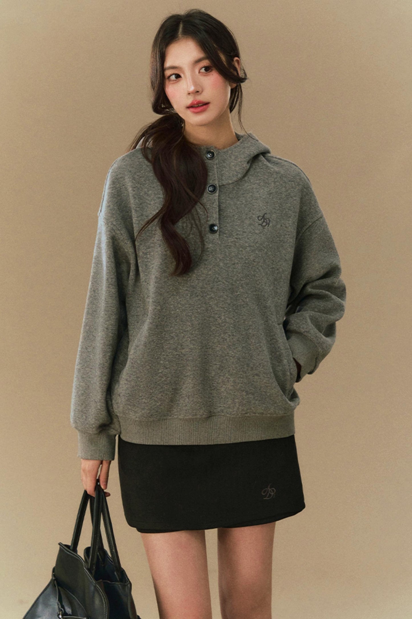 Loose Hooded Pullover Sweater 