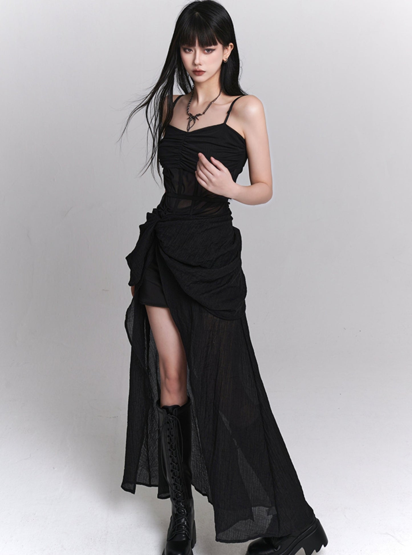 Adult Elegant Black Slip Dress