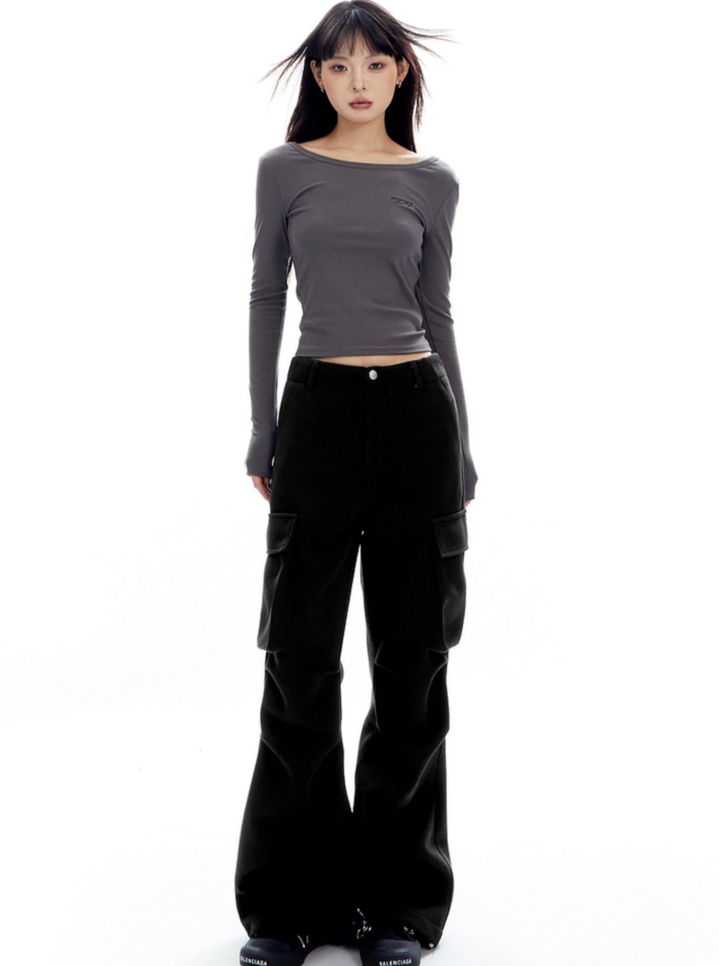 Pleated Loose Skinny Leggings Cargo Pants