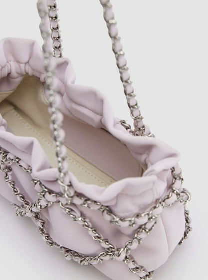 Nude Pink Chain Shoulder Bag