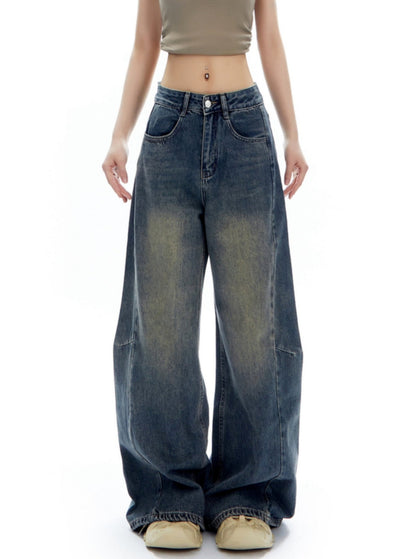 American Retro Distressed Straight Denim Pants