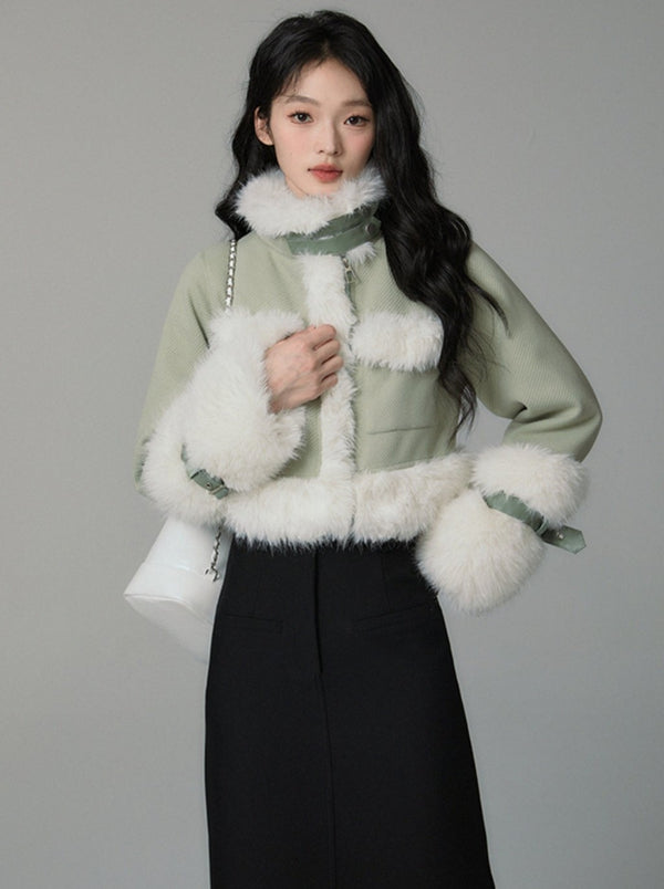 green locomotive short coat