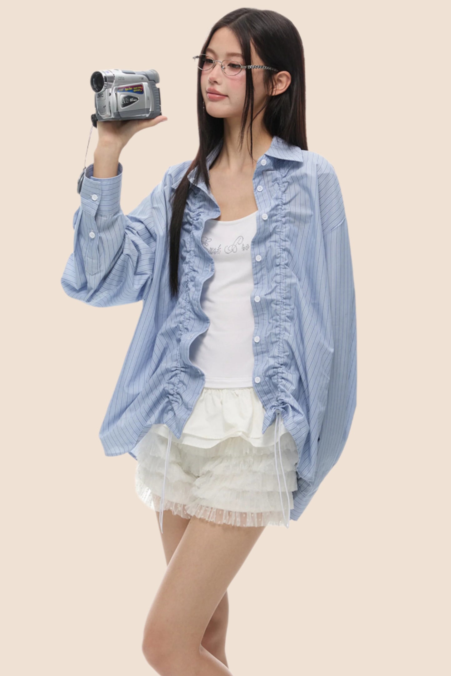 Loose Fit Gathered Shoulder Shirt