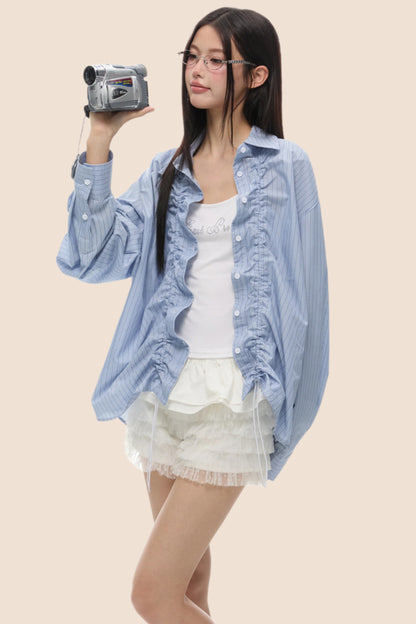 Loose Fit Gathered Shoulder Shirt