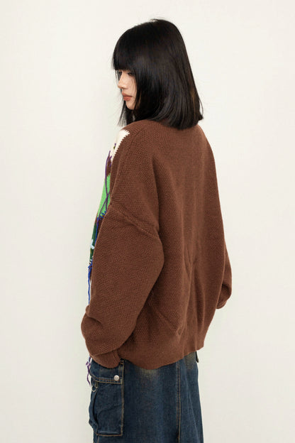 Tie-Dye Retro Loose Knit Sweater Coat