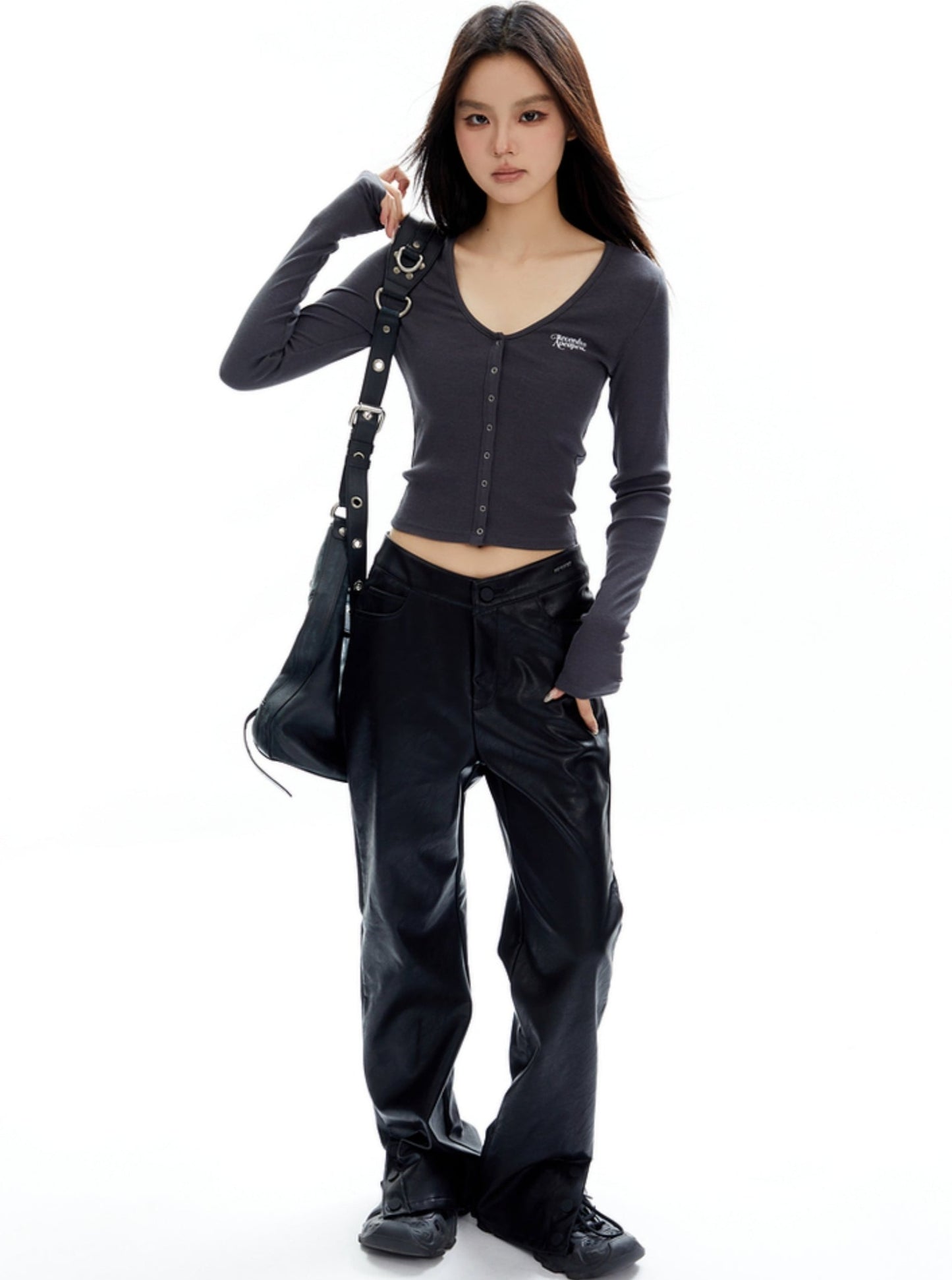 Retro Street High Waist PU Leather Pants