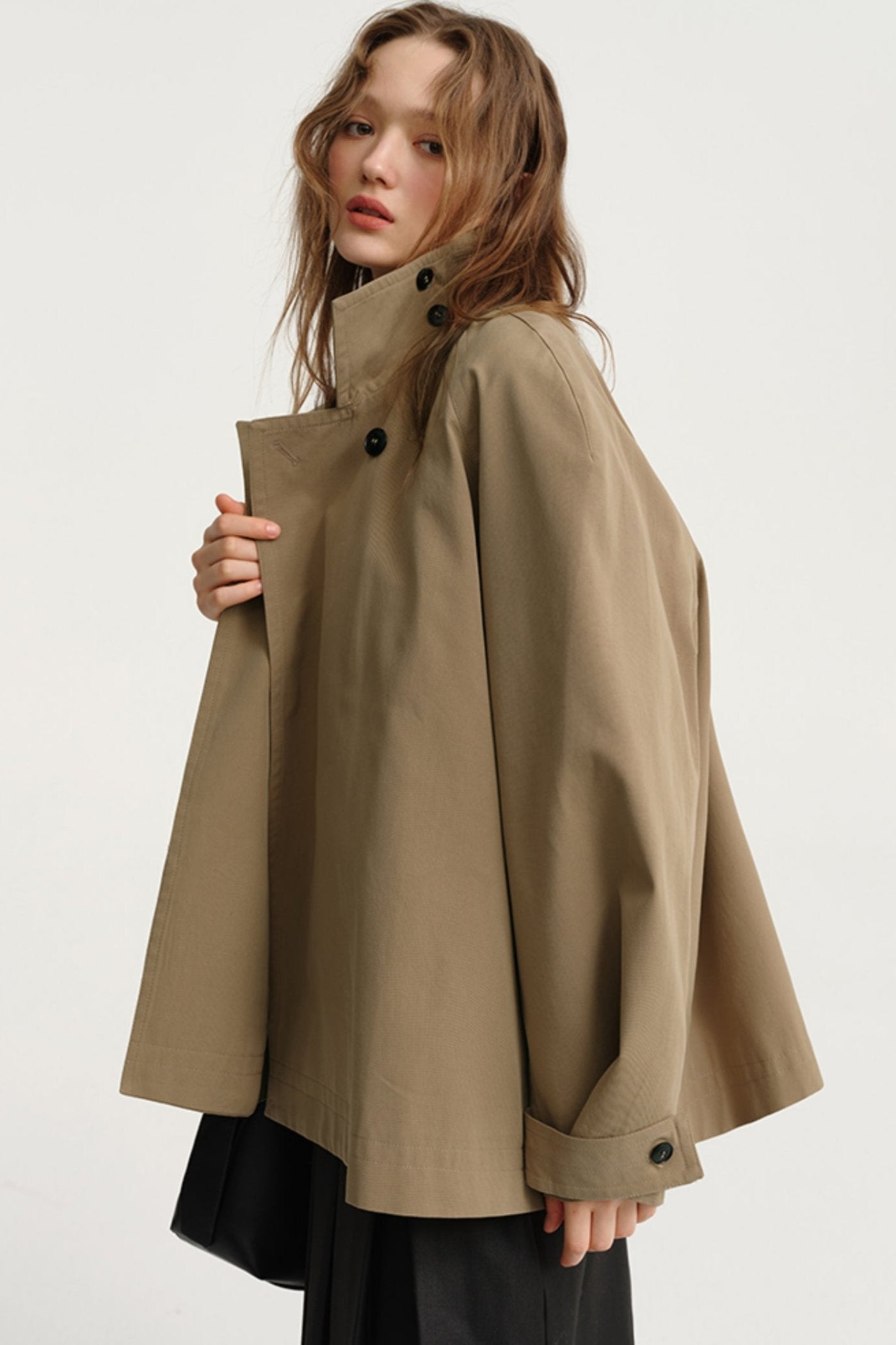 Short Stand-Up Collar Trench Coat