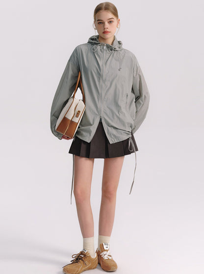 Gray Hooded Sunscreen Jacket