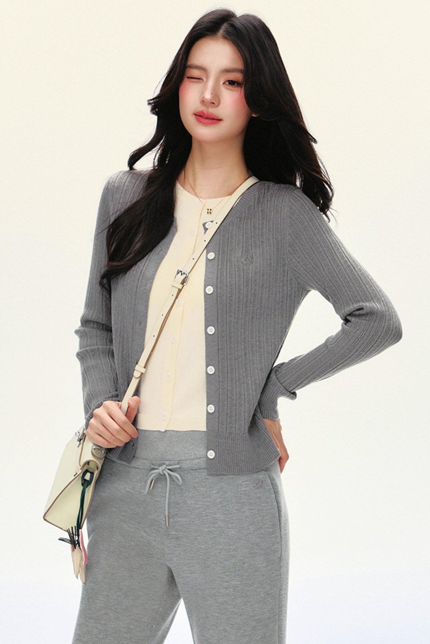 Double-Layer Slim Knit Cardigan