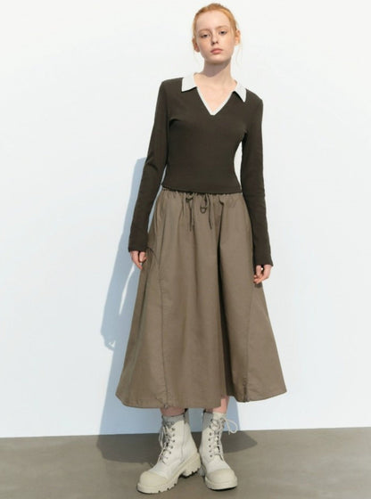 Elasticated Waist Loose Long Skirt