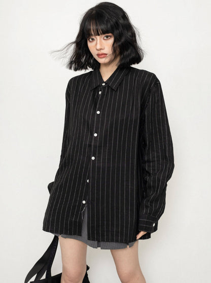 Japanese Simple Thin Striped Top