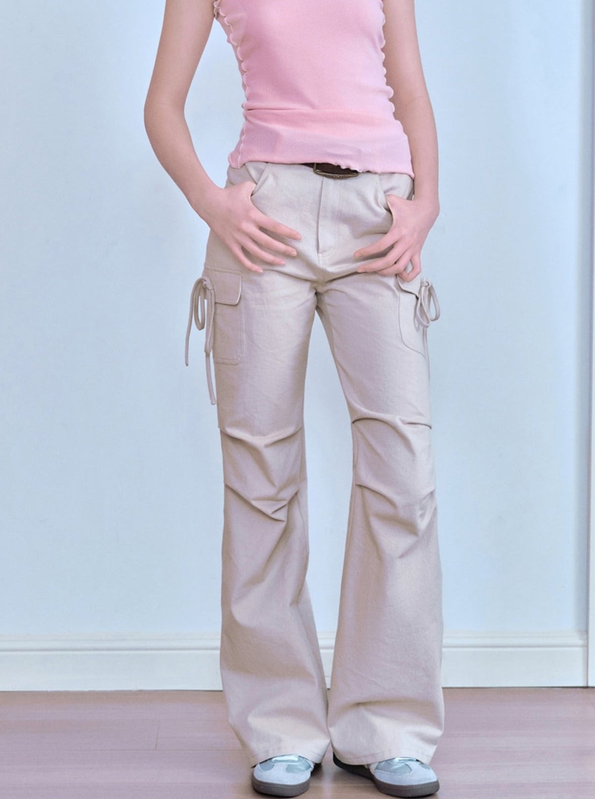 Bow Flared Slim Fit Trousers Pants