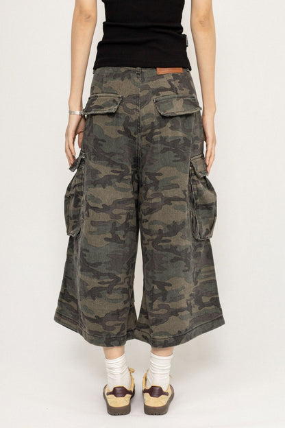 American Retro Camouflage Cropped Pants